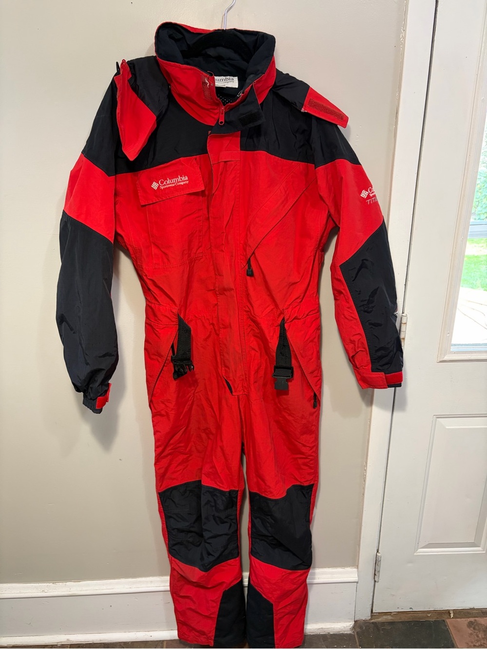 Columbia Red and Black Insulated One-Piece Ski Suit